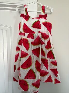 Gymboree Watermelon Sundress Red Bow Straps 100% Cotton Size 6 Girls